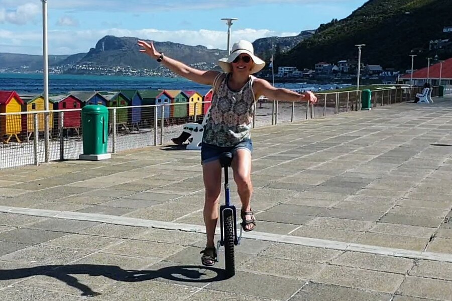 Unicycling in Muizenberg, South Africa, 2023