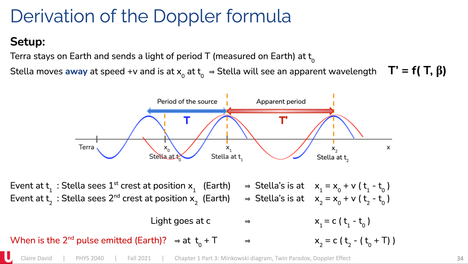 Extract of lecture slides, chapter 1, Doppler derivation